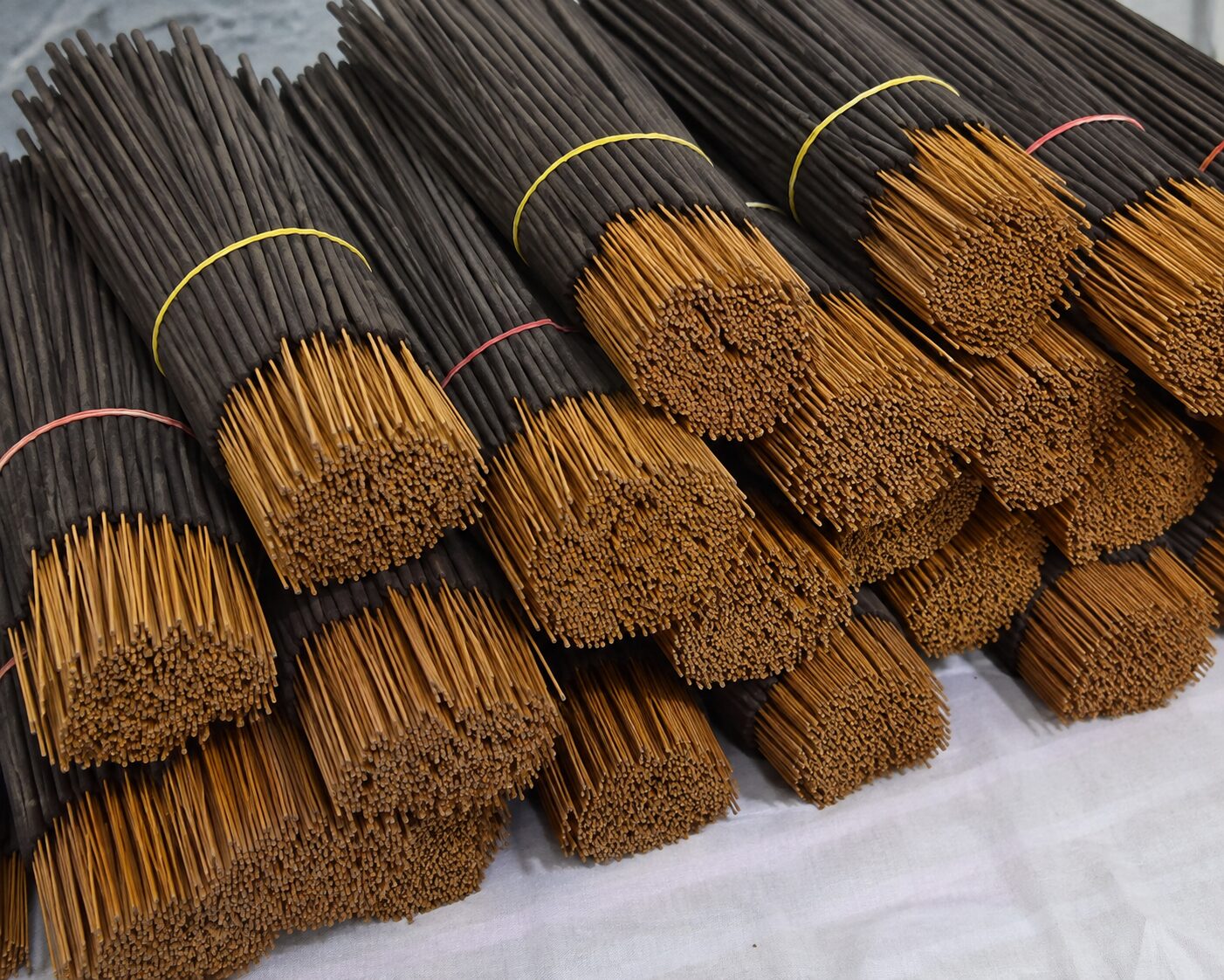 Bundles of finished agarbatti sticks